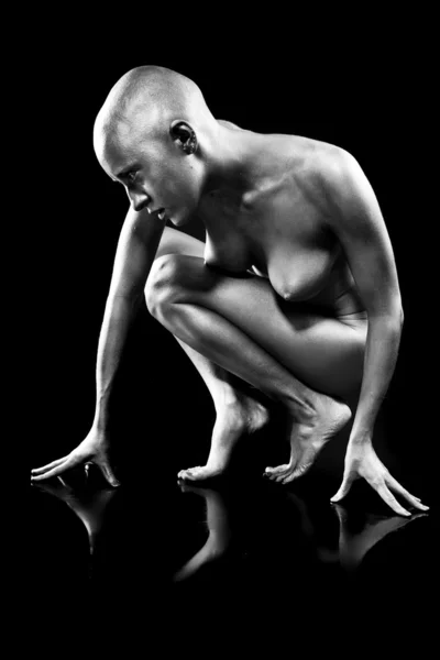 stock image Beautiful bald woman.