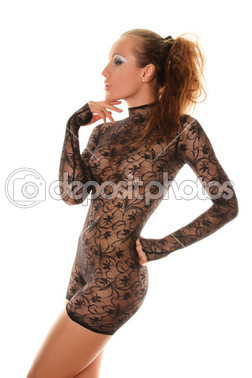 sexy fashion zwarte kant mini catsuit